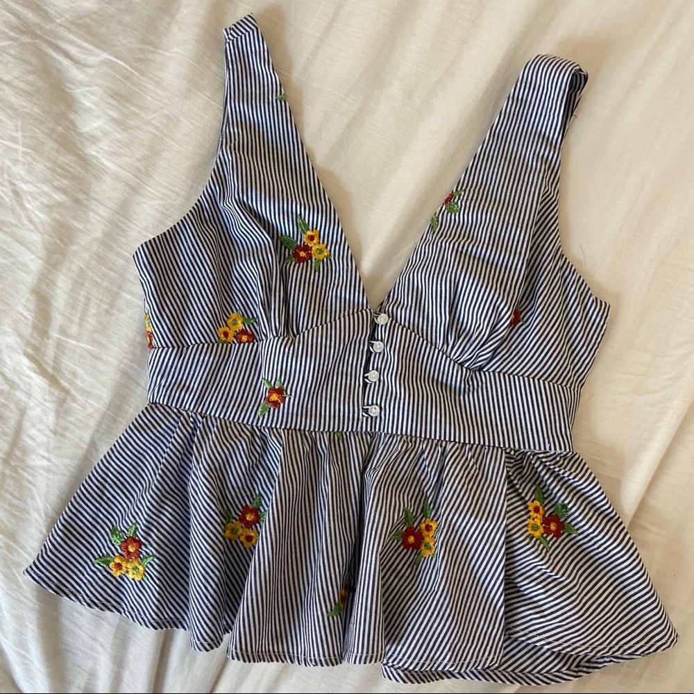 Floral Striped Tank Top